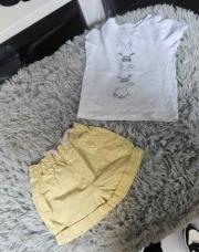 Ensemble 2 pièces Garçon Okaidi, T-shirt blanc lapin + short jaune, taille 12 mois