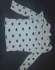 Blouse longue manche blanche coeur noir 