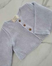 Gilet brodé bleu ciel 0/3 mois