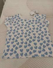 T shirt cœur bleue primark 98 