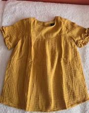 Robe gaze de coton moutardes 18m