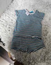 Pyjama 2 pcs bleu gris ligne 9-12 mois