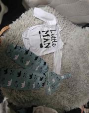 Ensemble 3 pcs LITTLE MAN blanc vert bleu