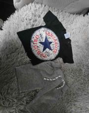 Ensemble 2 pcs garçon short gris + t-shirt noir