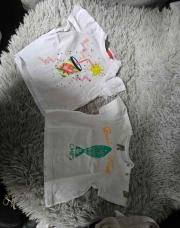 Lot 2 T-shirts blanc poisson boisson