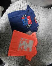 Lot 2 T-shirts orange fluo bleu foncé