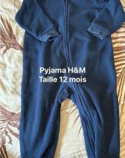 Pyjama polaire bleu 12mois h&m