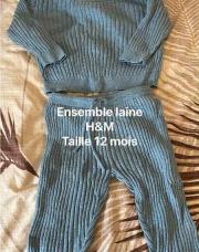 Ensemble h&m laine 12mois bleu