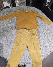 Ensemble 2pcs Jaune moutard pantalon + blouse