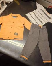 Ensemble 3pcs Garçon Orange gris vert training