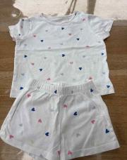 Pyjama short blanc petits cœurs 