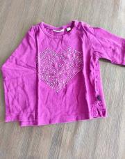 T-shirt longue manche mauve coeur en brillant