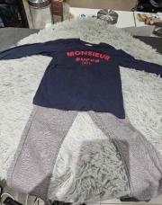 Ensemble 2 pièces, Pantalon gris bleu + sous pull