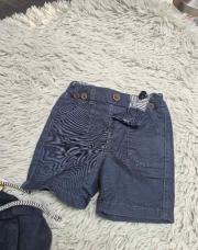 Short bleu foncé boutons pour bretelles