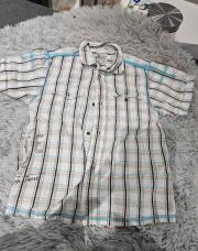 Chemise courte manche bleu gris