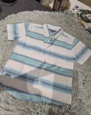 Chemise courte manche bleu gris