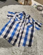 Chemise courtes manches carreaux bleus