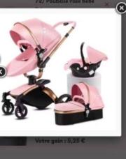 Poussette rose trio 