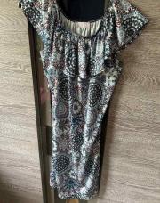 Robe cassis bleu volant 