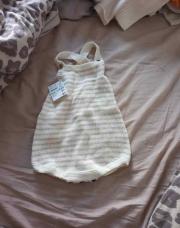 Grenouillere maille été ligne beige blanc