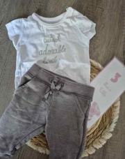 ENSEMBLE JOGGING GRIS ET TSHIRT BLANC 3MOIS 