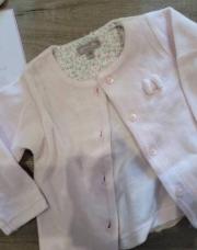 GILET DOUX ROSE PALE GRAIN DE BLE 6 MOIS 