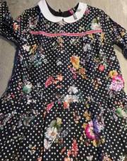 Robe noir à fleur col Claudine 2ans
