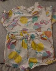 Ensemble short t-shirt beige à motif - 92cm