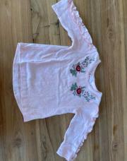 Pull léger 3 mois roses brodées 