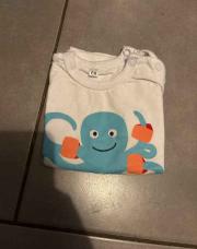 T-shirt blanc pieuvre 6 mois