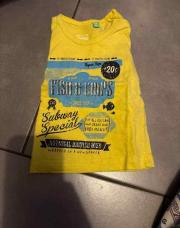 T-shirt jaune 6 mois écriture 