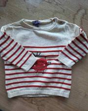 Pull sergent major rayé rouge 