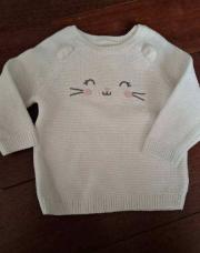 Petit pull blanc lapin 3-6 mois 