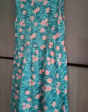 Robe fleurie bleu vert eau et rose 6 ans 