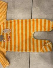 Grenouillère jaune rayures orange 