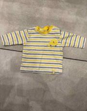 T-shirt longue manche rayure jaune et gris 1 mois