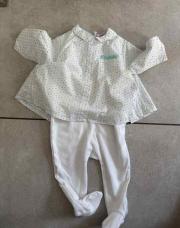 Ensemble blanc 3 mois motif triangle 