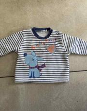 T-shirt épais 3 mois chien rayure 