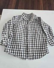 Chemise carreaux noir et rose