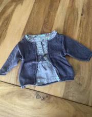 Obaïbi gilet + blouse mauve 3 mois 