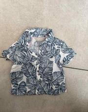 Chemise été 3/6mois feuille bleu