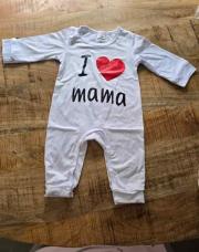 Pyjama blanc ouvert pied I love mama ouverture pied