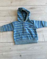 Pull à capuche ligné vert/bleu 1M