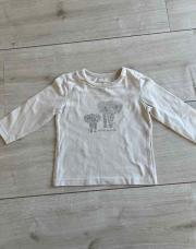 T-shirt longue manche beige dessin éléphant 6M