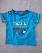 T-shirt bleu singe 12 mois obaibi 