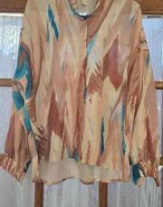 Chemisier Made in Italy bleu/brun/beige taille 42