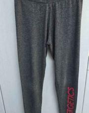 Legging gris foncé élastique à la taille, écrit en rose fluo ENERGETICS (taille 38)