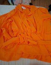 Robe manche 3/4 orange neuve avec ceinture taille unique