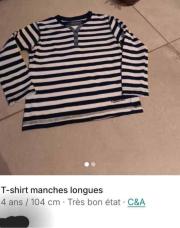 T-shirt manches longues c&a 4 ans