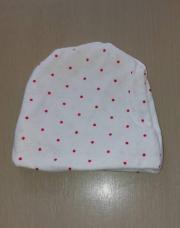 Bonnet blanc avec point rouge - naissance 